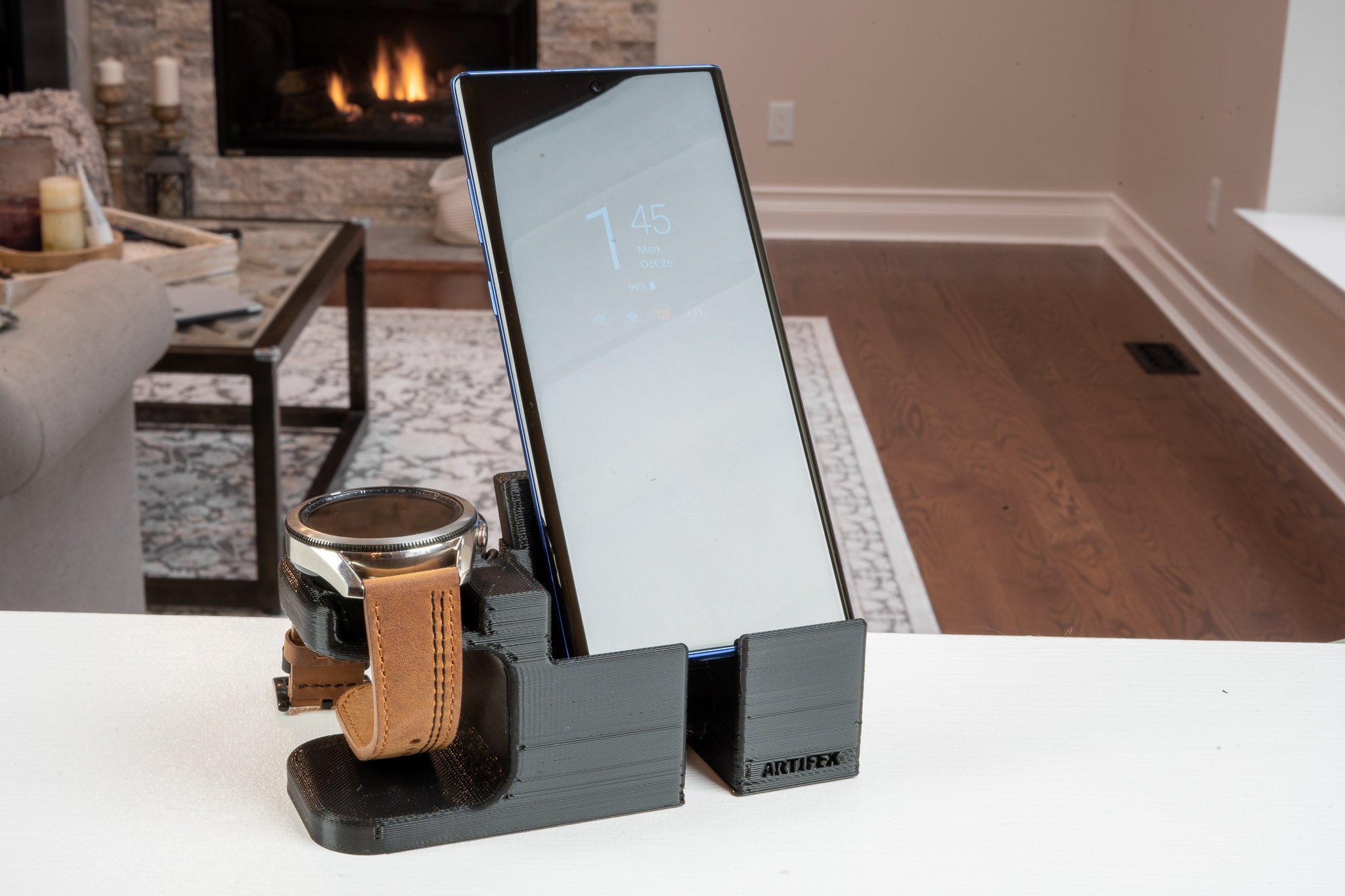 Artifex Design Stand Configured for Samsung Galaxy Watch 3 and Active Smartwatch Phone Combo - Artifex Design 3D