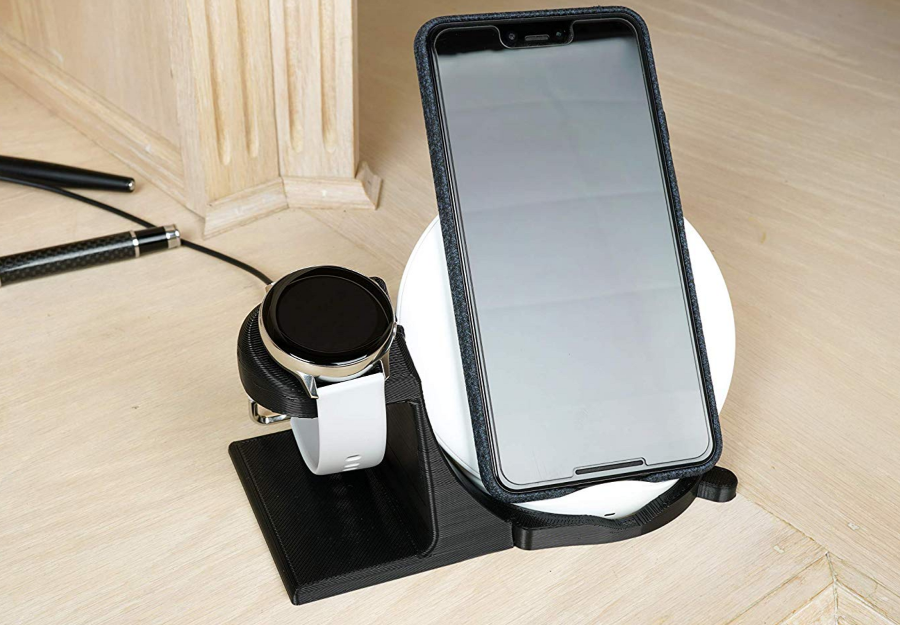 Artifex Design Stand Configured for Samsung Galaxy Watch 3 and Active Smartwatch Charging Stand, Wireless Combo - Artifex Design 3D