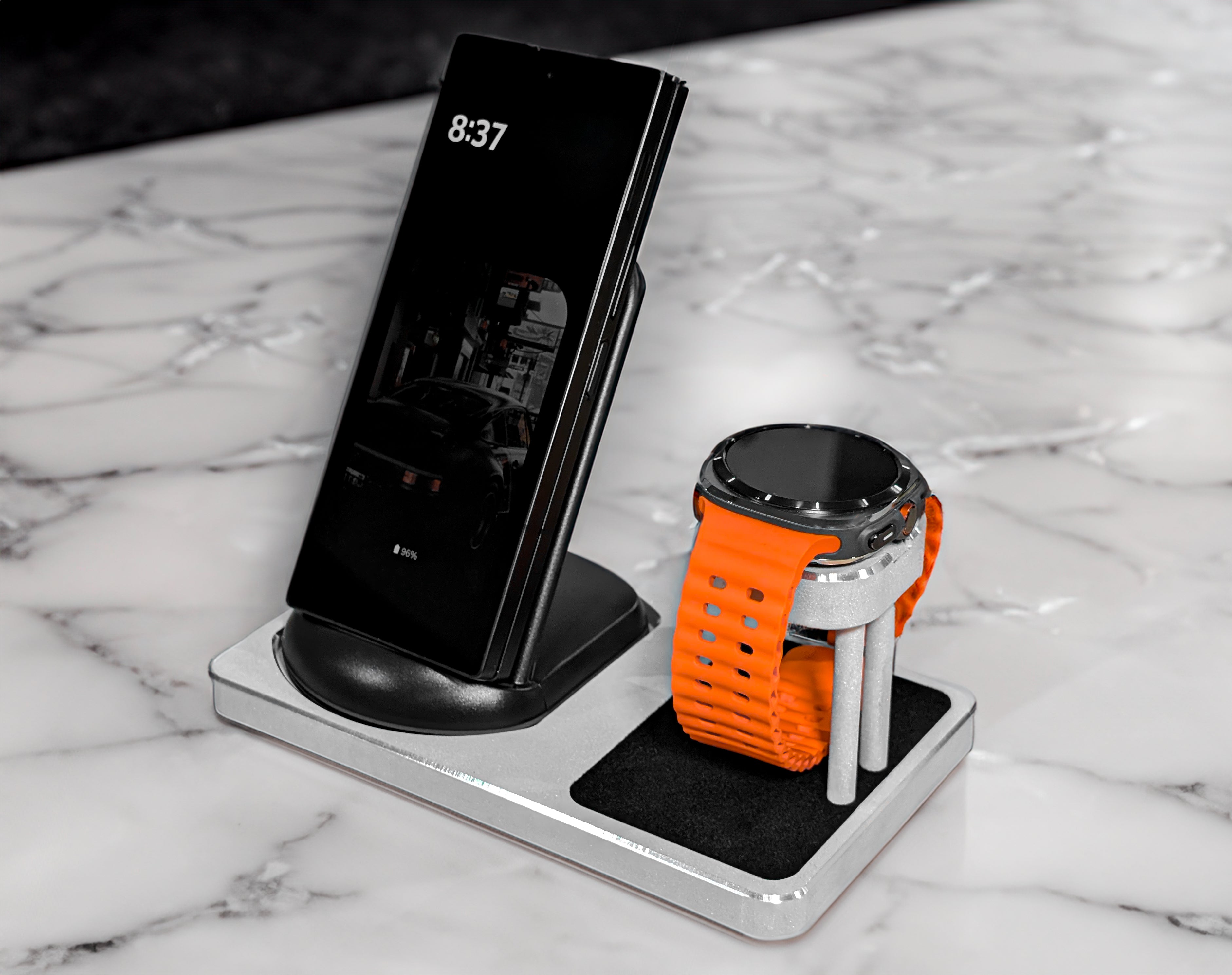 American made metal Smartwatch and Phone charging stands.