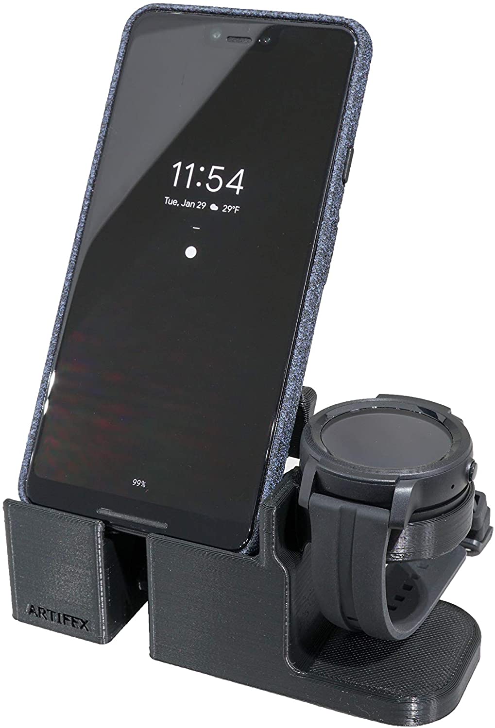 Artifex Design Stand Configured for TicWatch E2 / S2 Smartwatch Combo - Artifex Design 3D