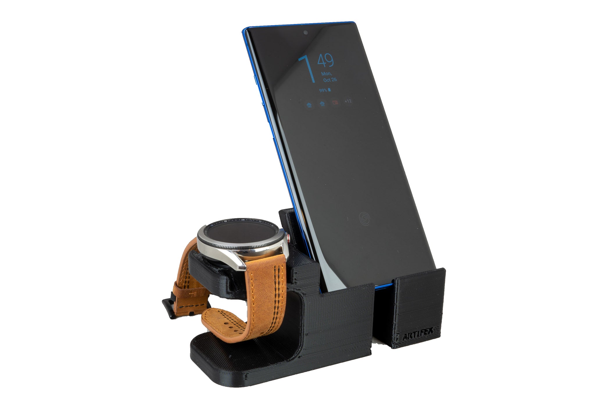 Artifex Design Stand Configured for Samsung Galaxy Watch 3 and Active Smartwatch Phone Combo - Artifex Design 3D